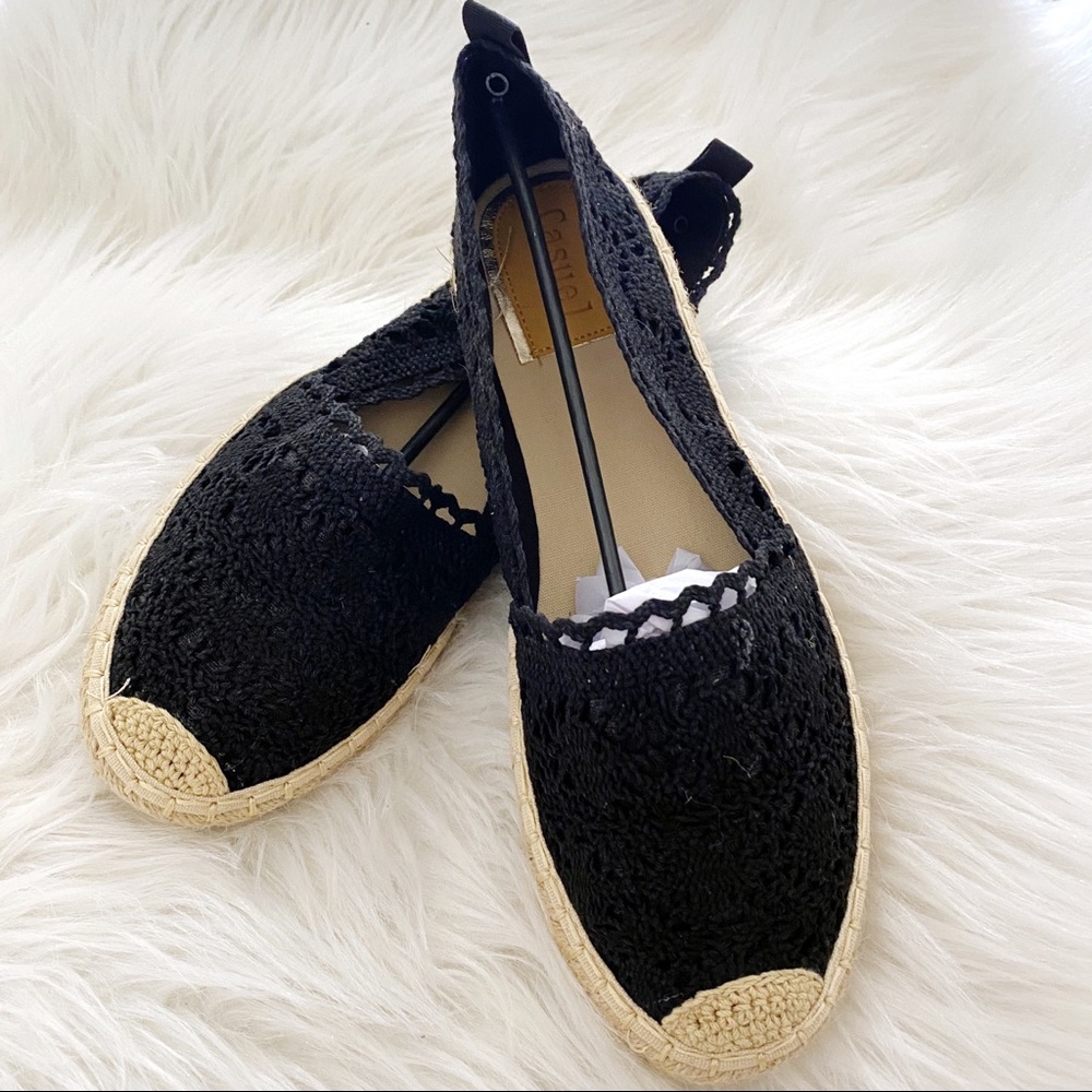 New Black Espadrille Flats